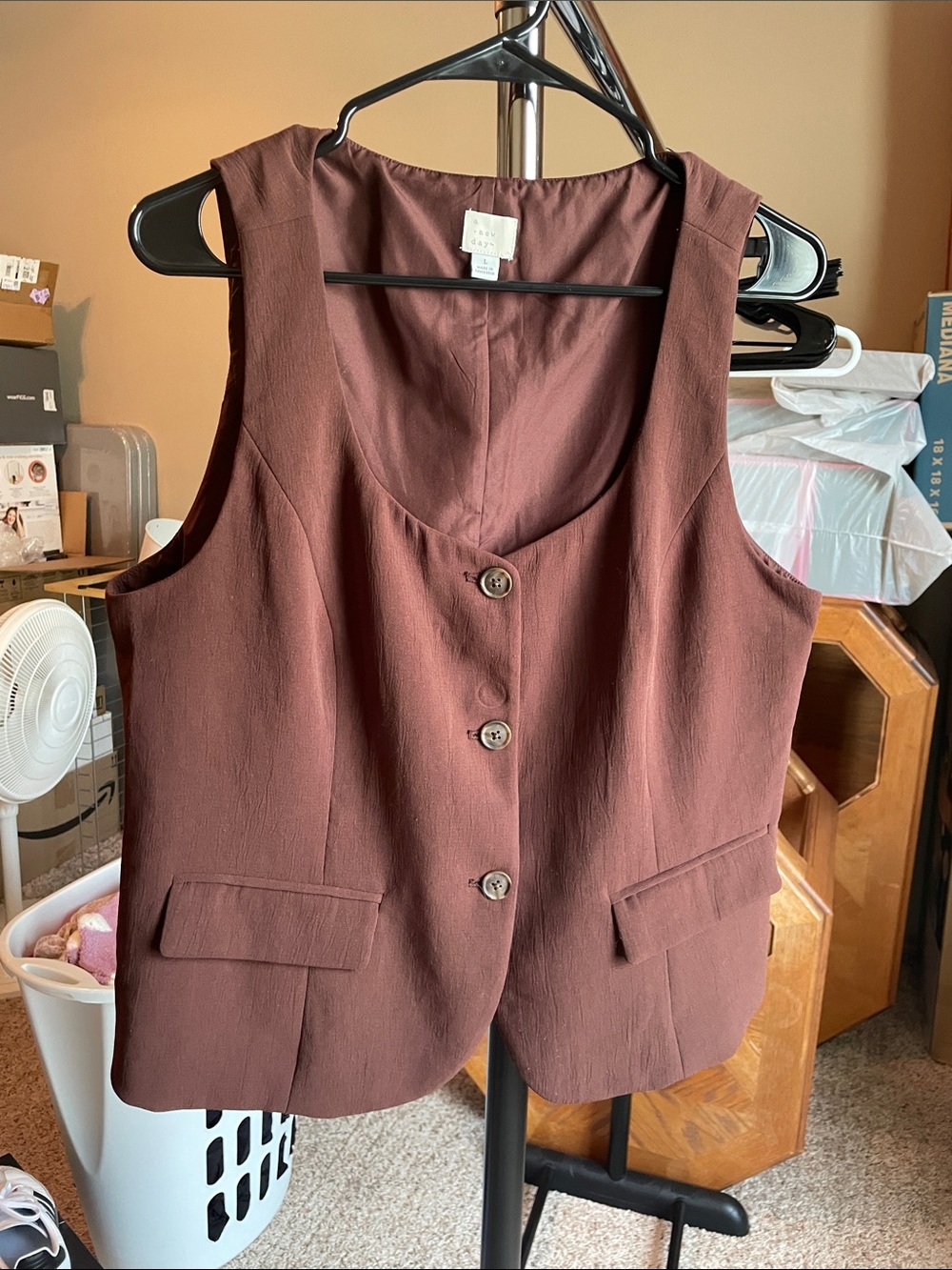 A New Day linen-Look Top in chocolate brown